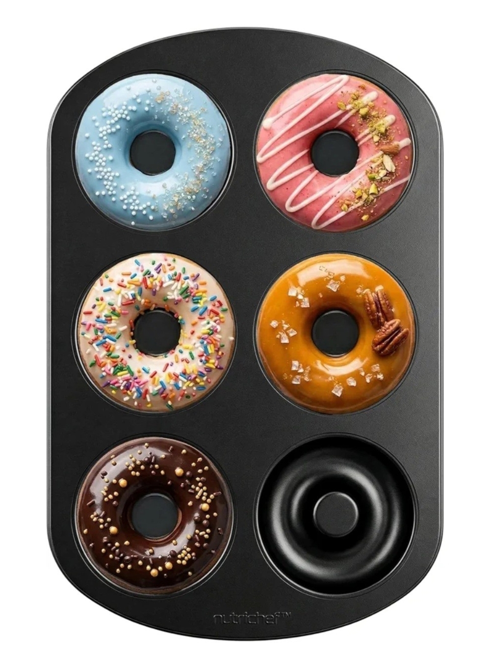 Nonstick 6-Cup Donut Pan in Black